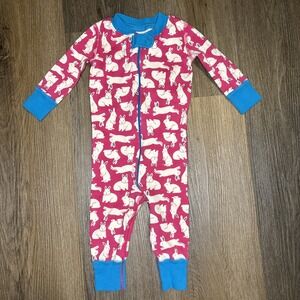 Hanna Andersson‎ Pajamas Baby size 60 cm 6 9 Months Pink Bunny Footless Zip